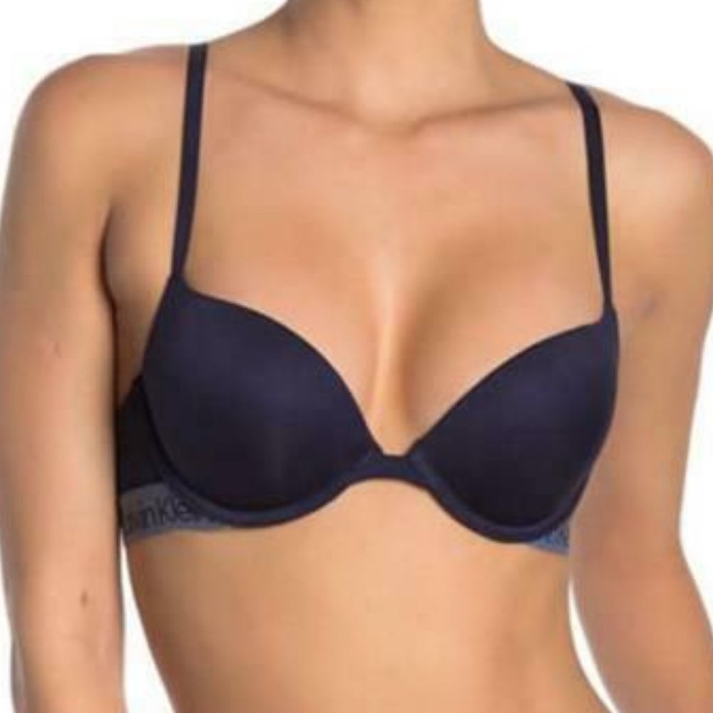 NWT! Calvin Klein Women's Push-Up‎ Plunge Bra Navy 34C